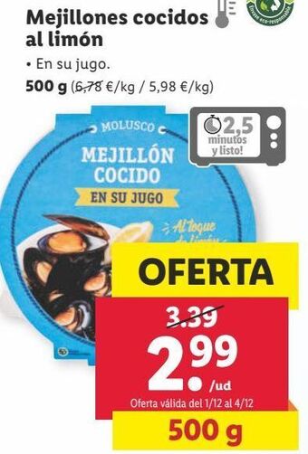 Lidl Mejillones cocidos oferta