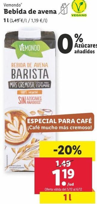 Lidl Bebida de avena oferta