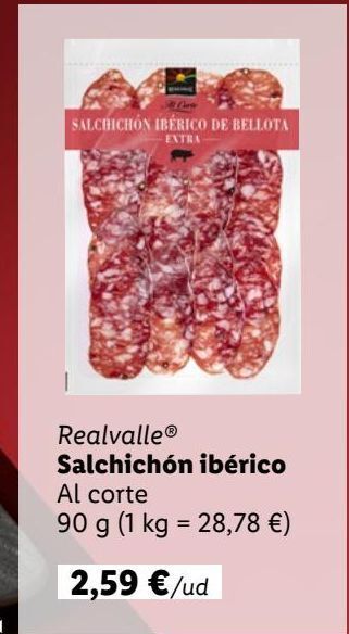 Lidl Salchichón ibérico realvalle oferta