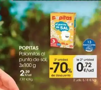Eroski Popitas Palomitas Al Punto De Sal 3 x 100g oferta