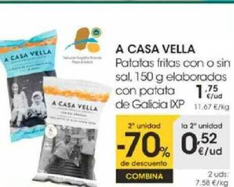 Eroski A Casa Vella Patatas Fritas Con O Sin Sal 150g oferta