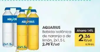 Eroski Aquarius Bebida Isotónica De Naranja O De Limón 2 x 1.5L oferta