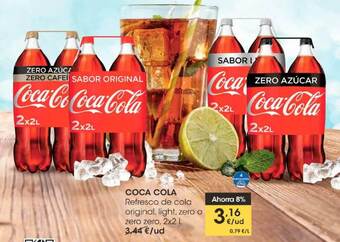Eroski Coca Cola Refresco De Cola Original Light Zero O Zero Zero 2x2L oferta