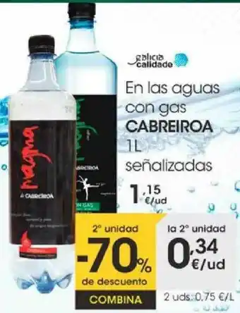 Eroski En Las Aguas Con Gas Cabreiroa 1L oferta