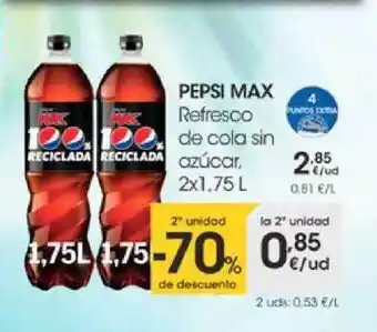 Eroski Pepsi Max Refresco De Cola Sin Azúcar 2 x 1,75L oferta