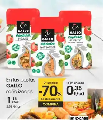 Eroski 2a Unidad -70% De Descuento En Las Pastas Gallo oferta