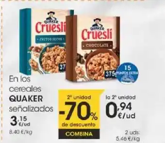 Eroski En Los Cereales Quaker Señalizados oferta