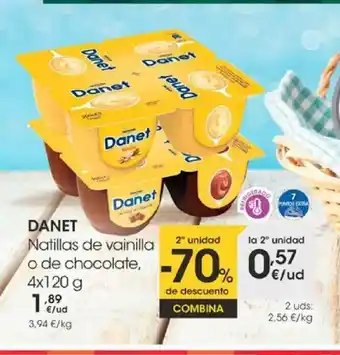 Eroski Danet Natillas De Vainilla O De Choolate 4 x 120g oferta