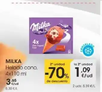 Eroski Milka Helado Cono 4 x 110ml oferta