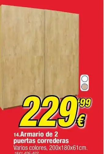 Rapimueble Armario De 2 Puertas Correderas 200x180x61cm oferta