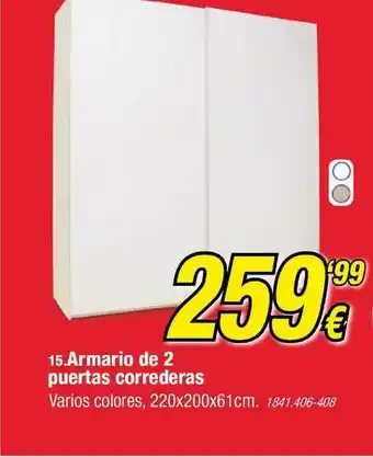 Rapimueble Armario De 2 Puertas Correderas 220x220x61cm oferta