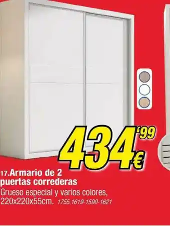 Rapimueble Armario De 2 Puertas Correderas 220x220x55cm Blanca oferta