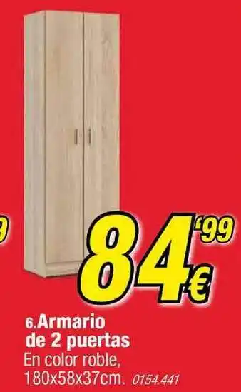 Rapimueble Armario De 2 Puertas 180x58x37cm oferta