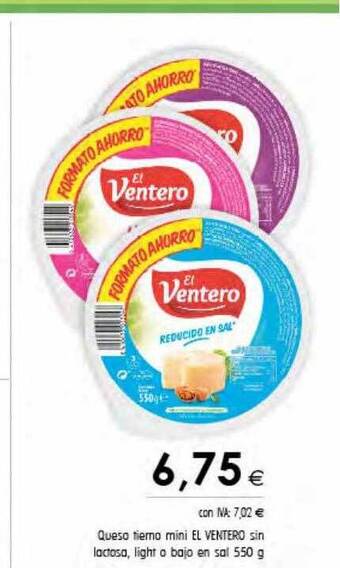 Cash Ifa Queso tierno mini el ventero sin lactosa light o bajo en sal oferta