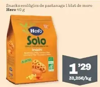 Sorli Snacks ecológics de pastanaga i blat de moro hero oferta