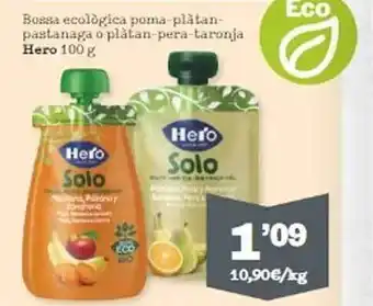 Sorli Bossa ecològica poma-plàtan-pastanaga o plàtan-pera-taronja hero oferta