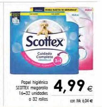 Cash Ifa Papel higiénico scottex megarollo 16-32 o 32 rollos oferta