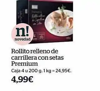 La Sirena Rollito relleno de carrillera con setas premium oferta