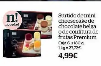 La Sirena Surtido de mini cheesecake de chocolate belga o de confitura de frutas premium oferta