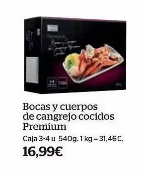 La Sirena Bocas y cuerpos de cangrejo cocidos premium caja oferta