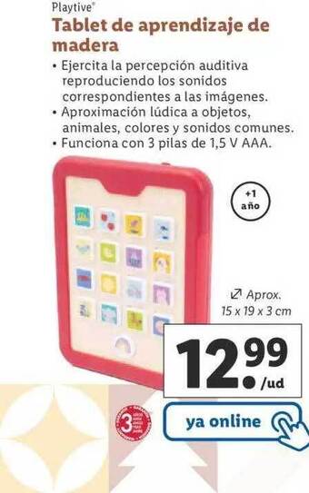Lidl Playtive tablet de aprendizaje de madera oferta