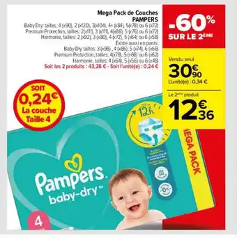 Carrefour -60% sur le 2ème mega pack de couches pampers oferta
