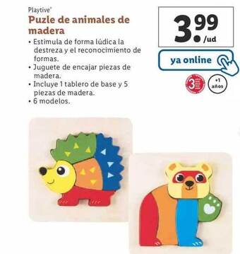 Lidl Playtive puzle de animales de madera oferta