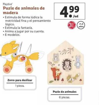 Lidl Playtive puzle de animales de madera oferta