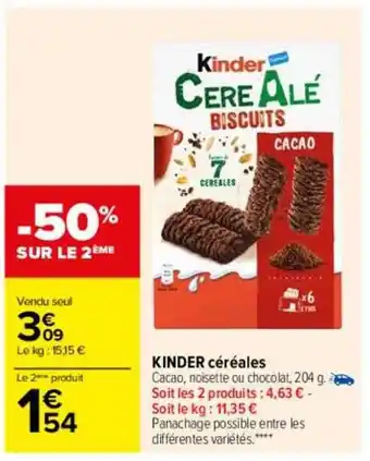 Carrefour -50% sur le 2ème kinder céréales oferta