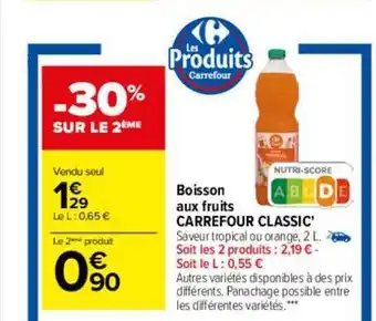 Carrefour -30% sur le 2ème boisson aux fruits carrefour classic oferta