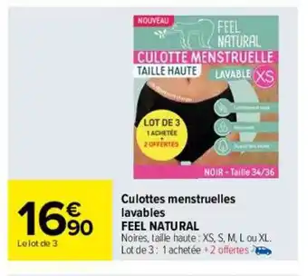 Carrefour Culottes menstruelles lavables feel natural oferta