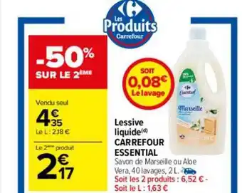 Carrefour -50% sur le 2ème lessive liquide carrefour essential oferta