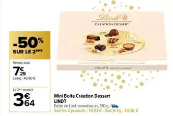 Carrefour Mini boite création dessert lindt -50% sur le 2ème oferta