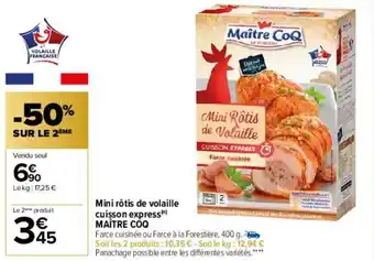 Carrefour Mini rôtis de volaillle cuisson express maître coq -50% sur le 2ème oferta