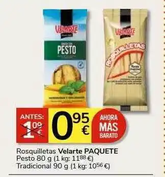 Supermercados Charter Rosquilletas velarte paquete pesto tradicional oferta