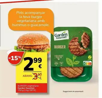 Consum Burguer vegetariana garden gourmet oferta