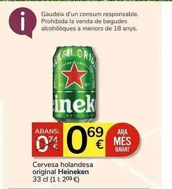 Consum Cervesa holandesa original heineken oferta