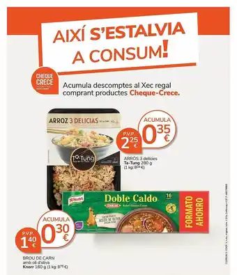 Consum Arròs 3 delicies ta-tung brou de carn amb oli d'oliva knorr oferta