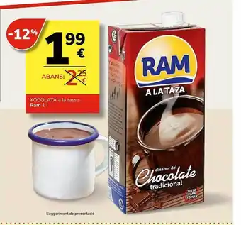 Consum Xocolata a la tassa ram oferta