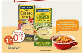 Consum Brou casolà de carn d'olla o verdures gallina blanca bric oferta