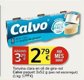 Consum Tonyina clara en oli de girasol calvo oferta