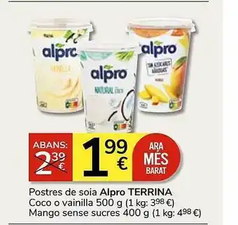 Consum Postres de soia alpro terrina oferta