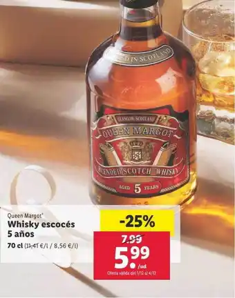 Lidl Queen margot whisky escocés 5 años oferta