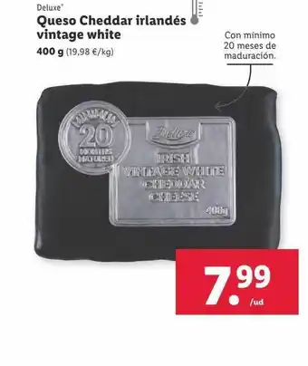 Lidl Deluxe queso cheddar irlandés vintage white oferta