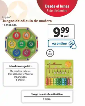Lidl Playtive juegos de cálculo de madera oferta