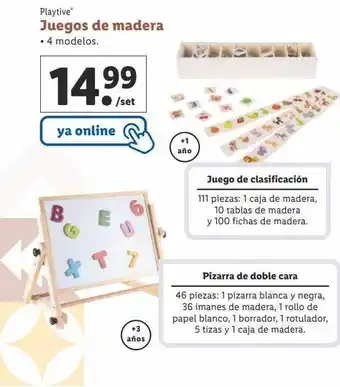 Lidl Playtive juegos de madera juego de clasificación pizarra de doble cara oferta