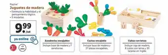 Lidl Playtive juguetes de madera zanahoria encajables cactus encajable cubos con letras oferta