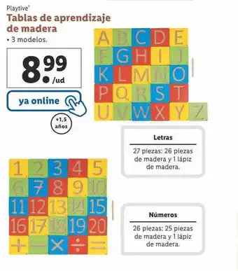 Lidl Playtive tablas de aprendizaje de madera oferta