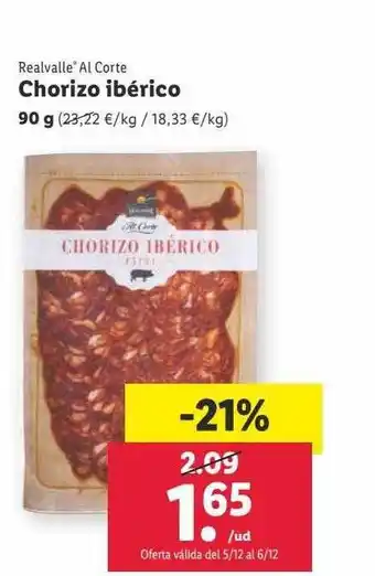 Lidl Realvalle al corte chorizo ibérico oferta