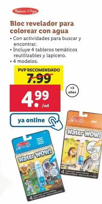 Lidl Bloc revelador para colorear con agua oferta